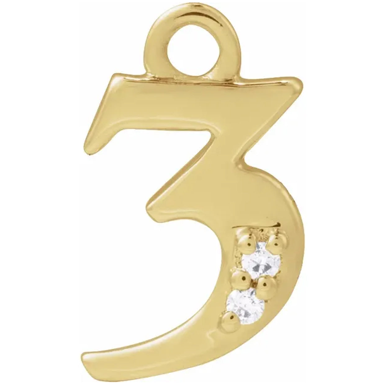14K Gold .01 CTW Natural Diamond Numeral Dangle Charm