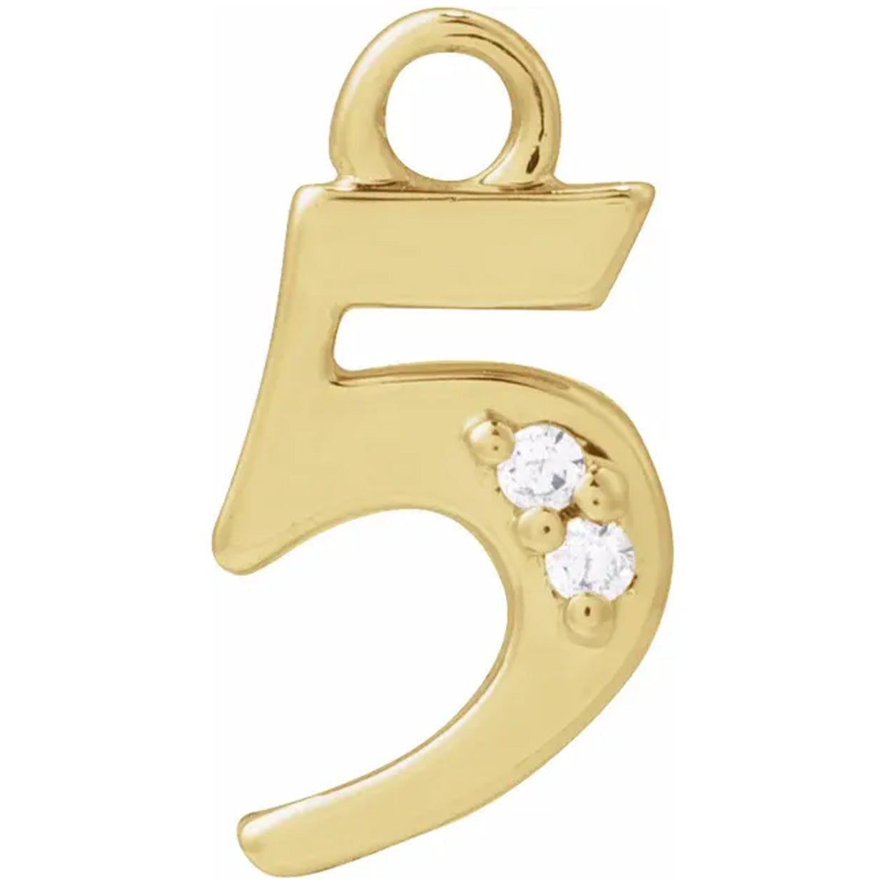 14K Gold .01 CTW Natural Diamond Numeral Dangle Charm