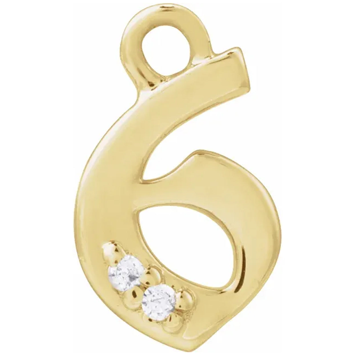 14K Gold .01 CTW Natural Diamond Numeral Dangle Charm