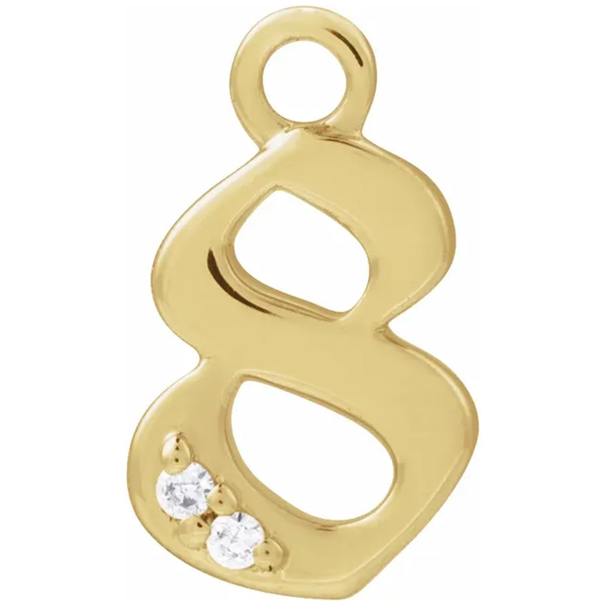 14K Gold .01 CTW Natural Diamond Numeral Dangle Charm