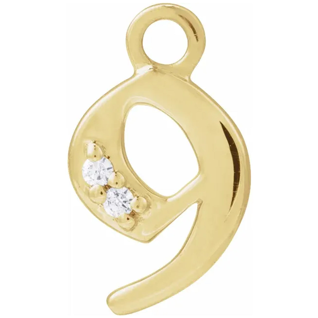 14K Gold .01 CTW Natural Diamond Numeral Dangle Charm