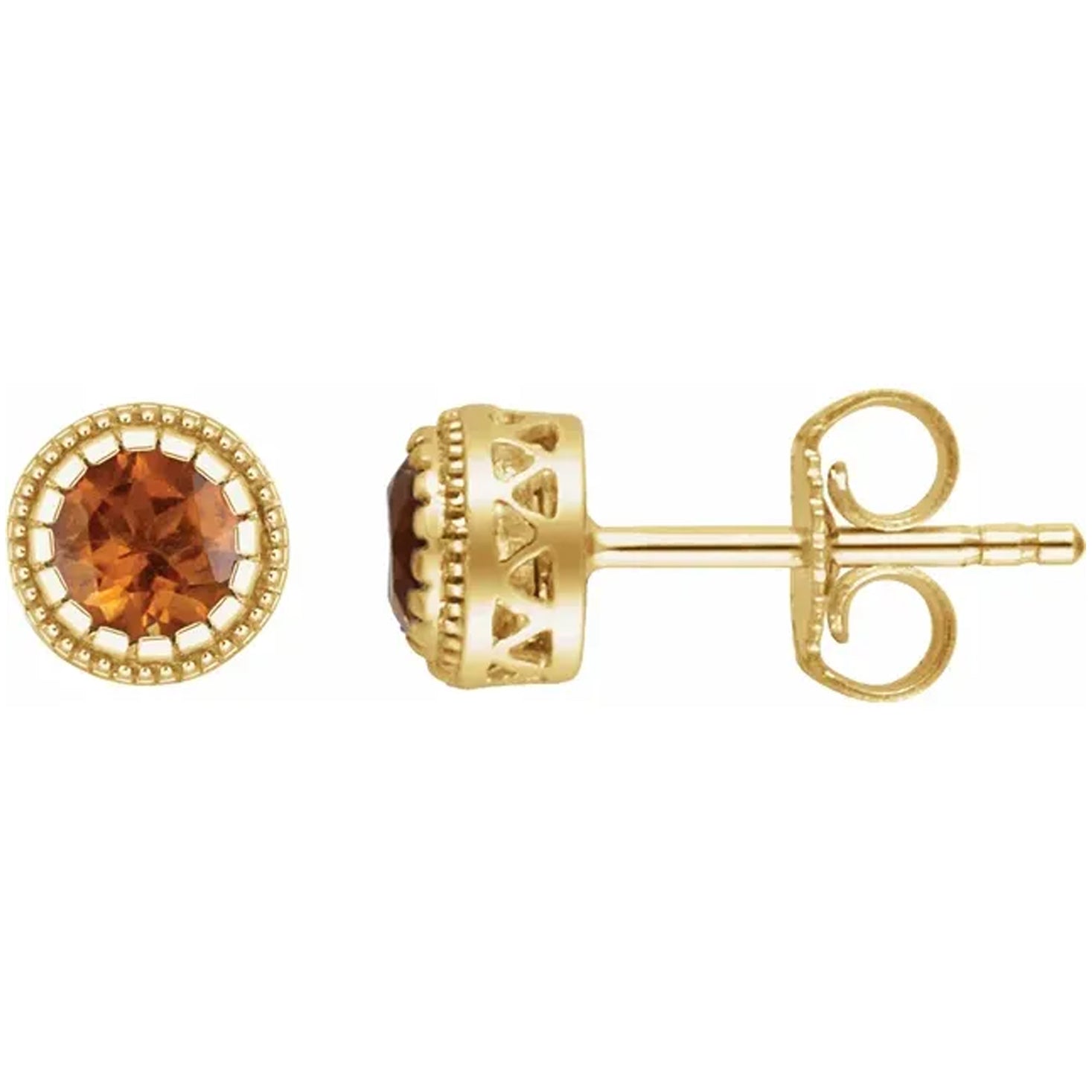14K Gold Birthstone Stud Earrings