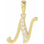 14K Gold Diamond Uppercase Initial Pendant Necklace