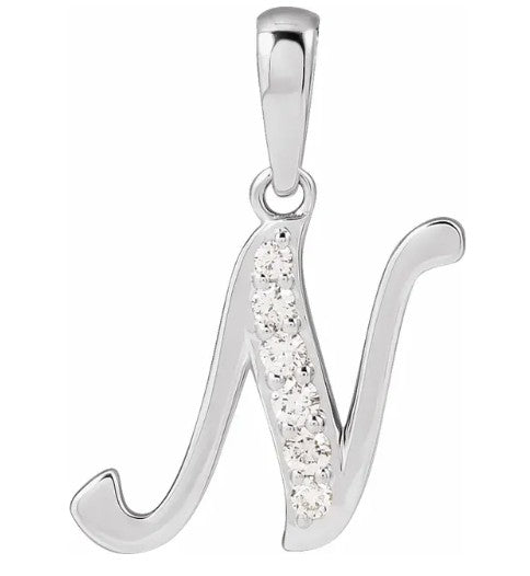 14K Gold Diamond Uppercase Initial Pendant Necklace