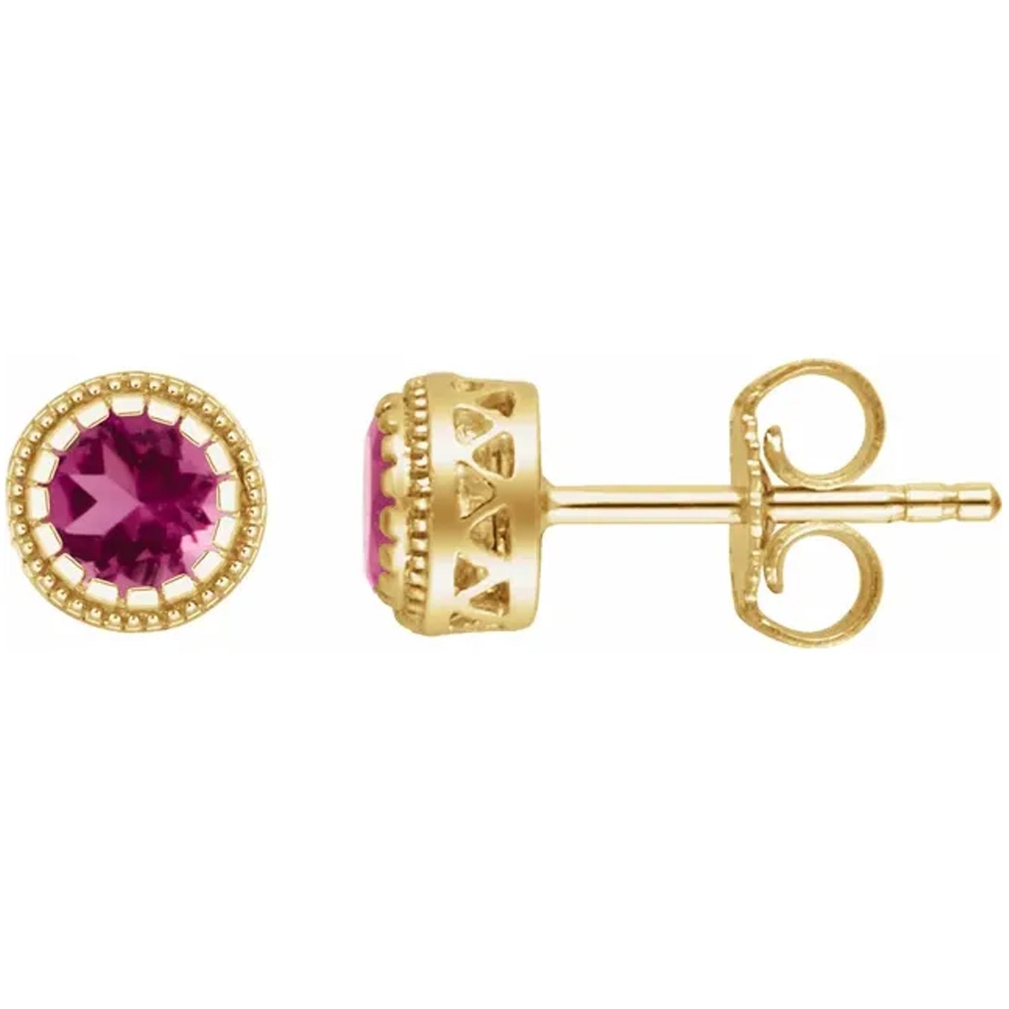 14K Gold Birthstone Stud Earrings