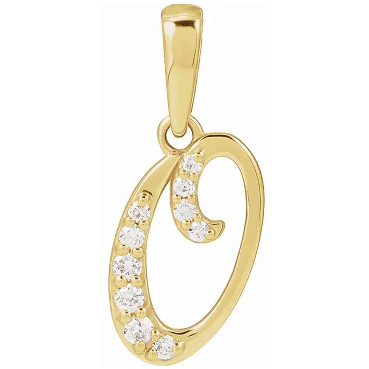 14K Gold Diamond Uppercase Initial Pendant Necklace