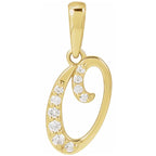 14K Gold Diamond Uppercase Initial Pendant Necklace