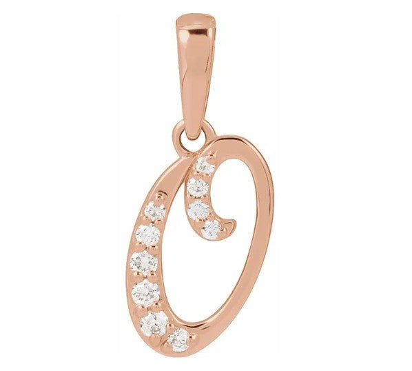 14K Gold Diamond Uppercase Initial Pendant Necklace