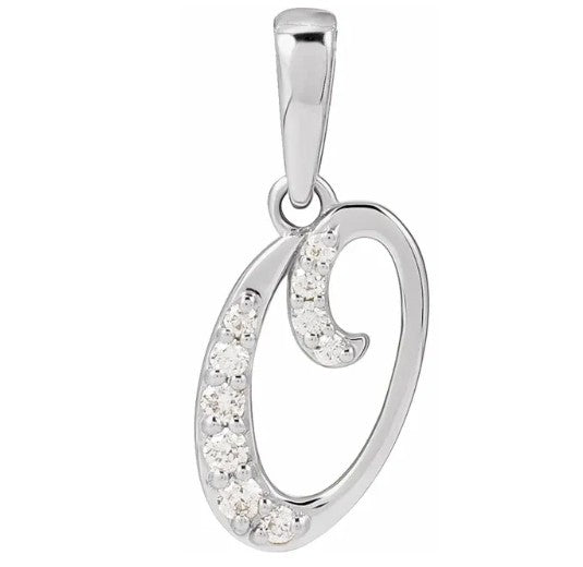 14K Gold Diamond Uppercase Initial Pendant Necklace