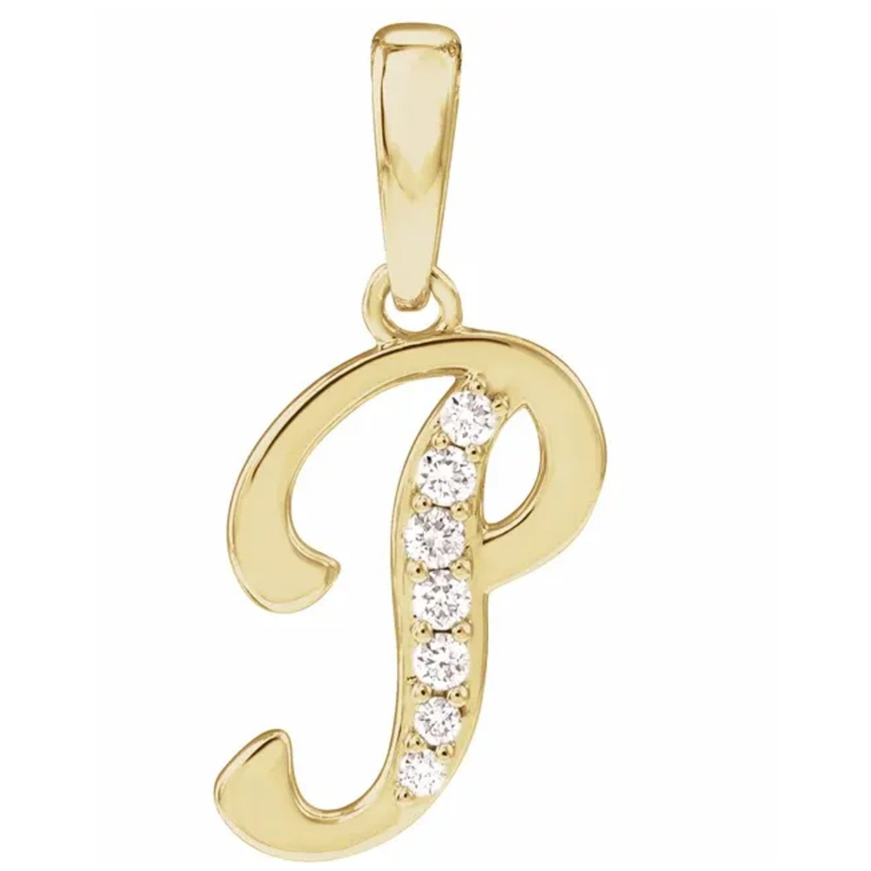 14K Gold Diamond Uppercase Initial Pendant Necklace