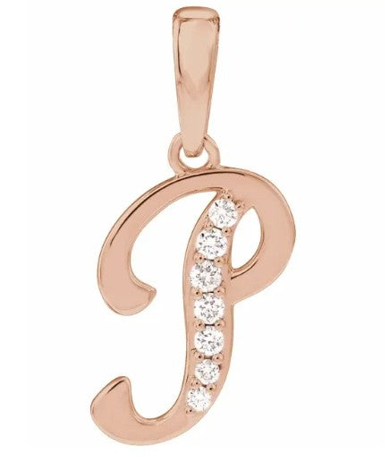 14K Gold Diamond Uppercase Initial Pendant Necklace