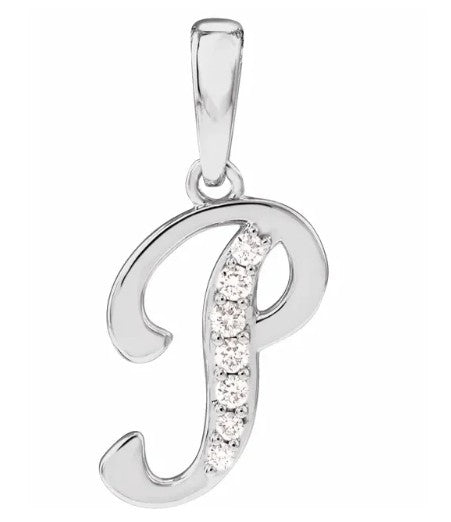 14K Gold Diamond Uppercase Initial Pendant Necklace