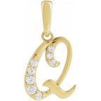 14K Gold Diamond Uppercase Initial Pendant Necklace