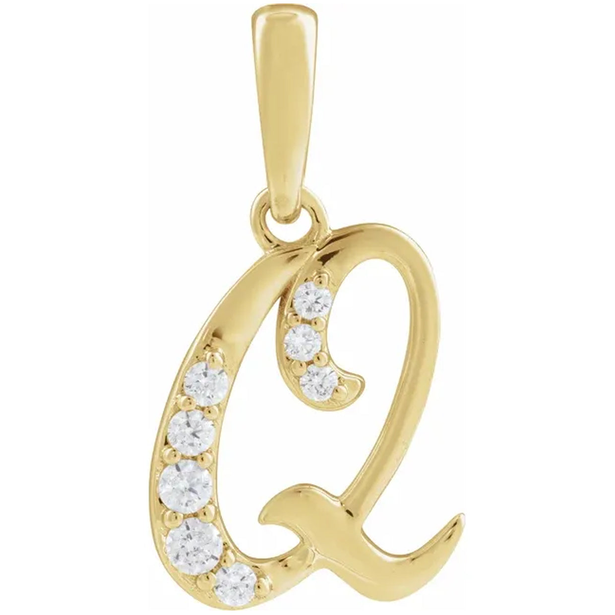 14K Gold Diamond Uppercase Initial Pendant Necklace