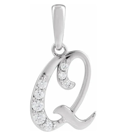 14K Gold Diamond Uppercase Initial Pendant Necklace
