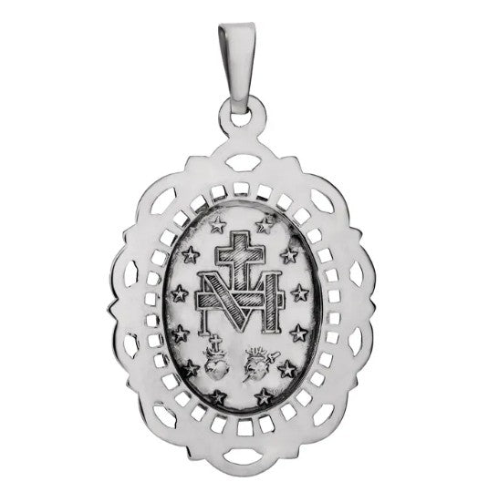 14K Gold Oval Filigree Miraculous Medal