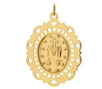 14K Gold Oval Filigree Miraculous Medal