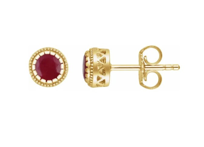 14K Gold Birthstone Stud Earrings