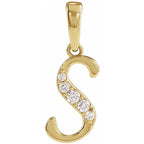 14K Gold Diamond Uppercase Initial Pendant Necklace