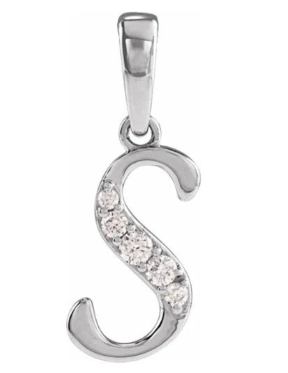 14K Gold Diamond Uppercase Initial Pendant Necklace
