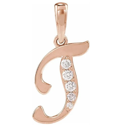 14K Gold Diamond Uppercase Initial Pendant Necklace