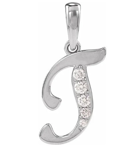 14K Gold Diamond Uppercase Initial Pendant Necklace