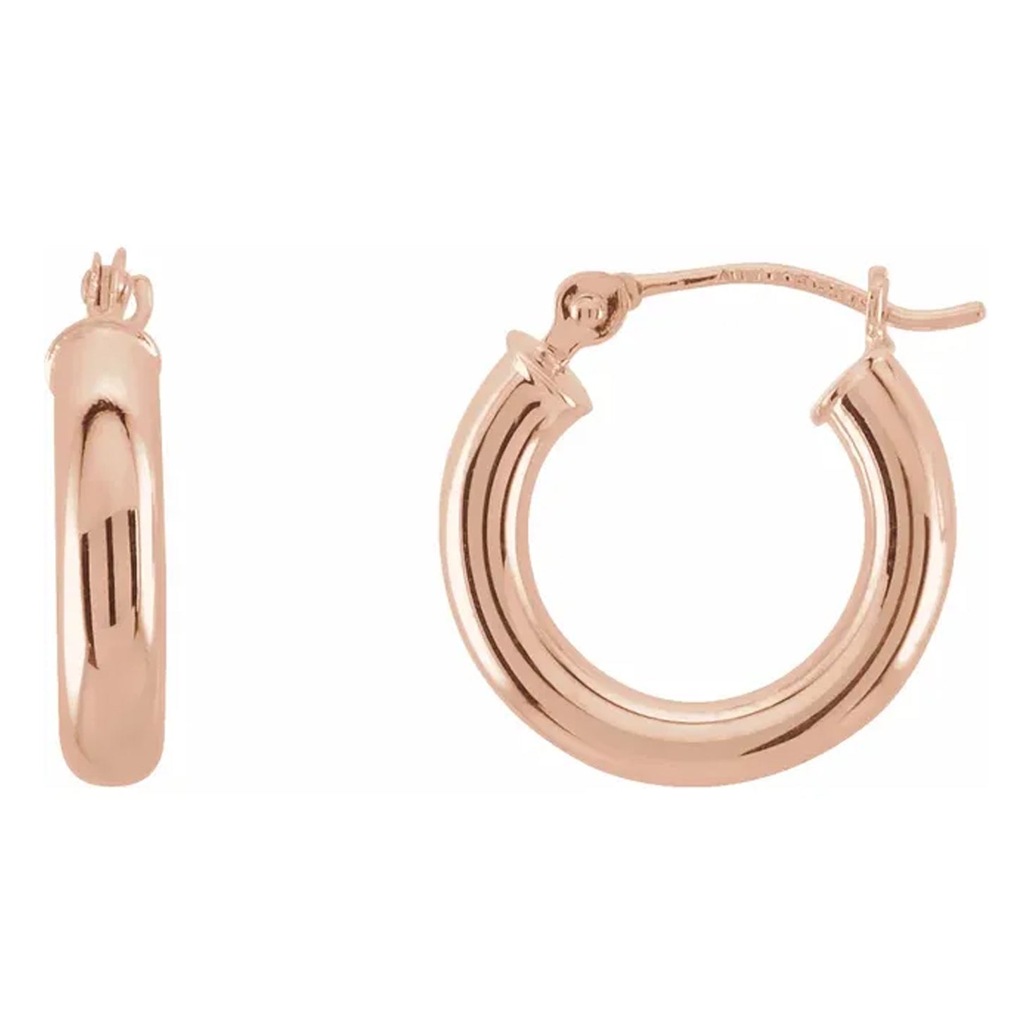14K Yellow Gold Tube Hoop Earrings