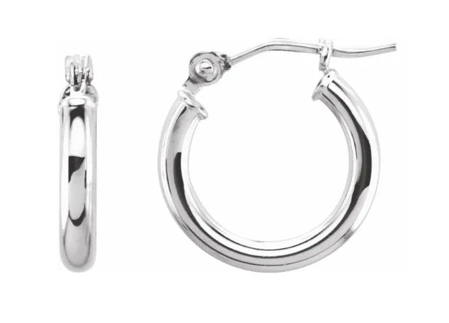 14K Yellow Gold Tube Hoop Earrings