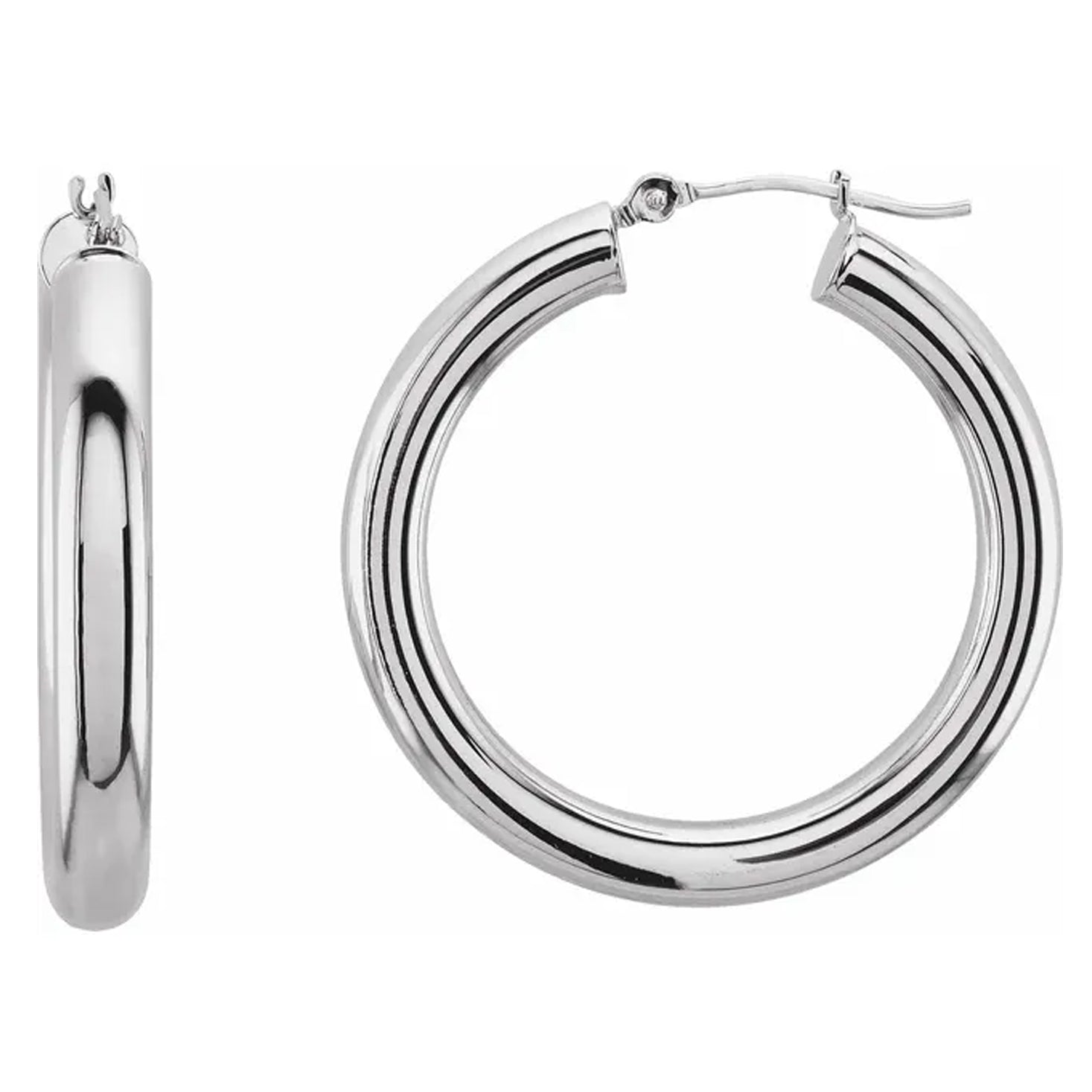 14K Gold Tube Hoop Earring
