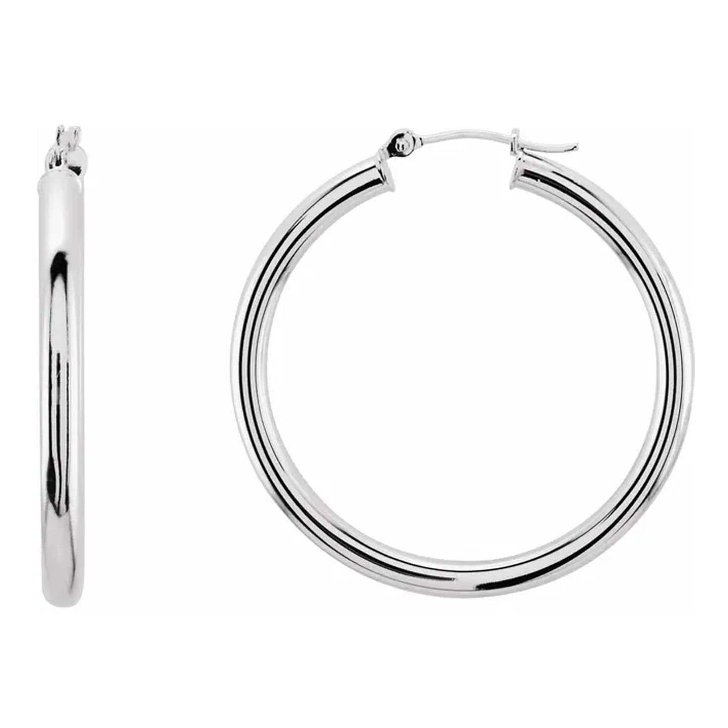 14K Gold Tube Hoop Earring