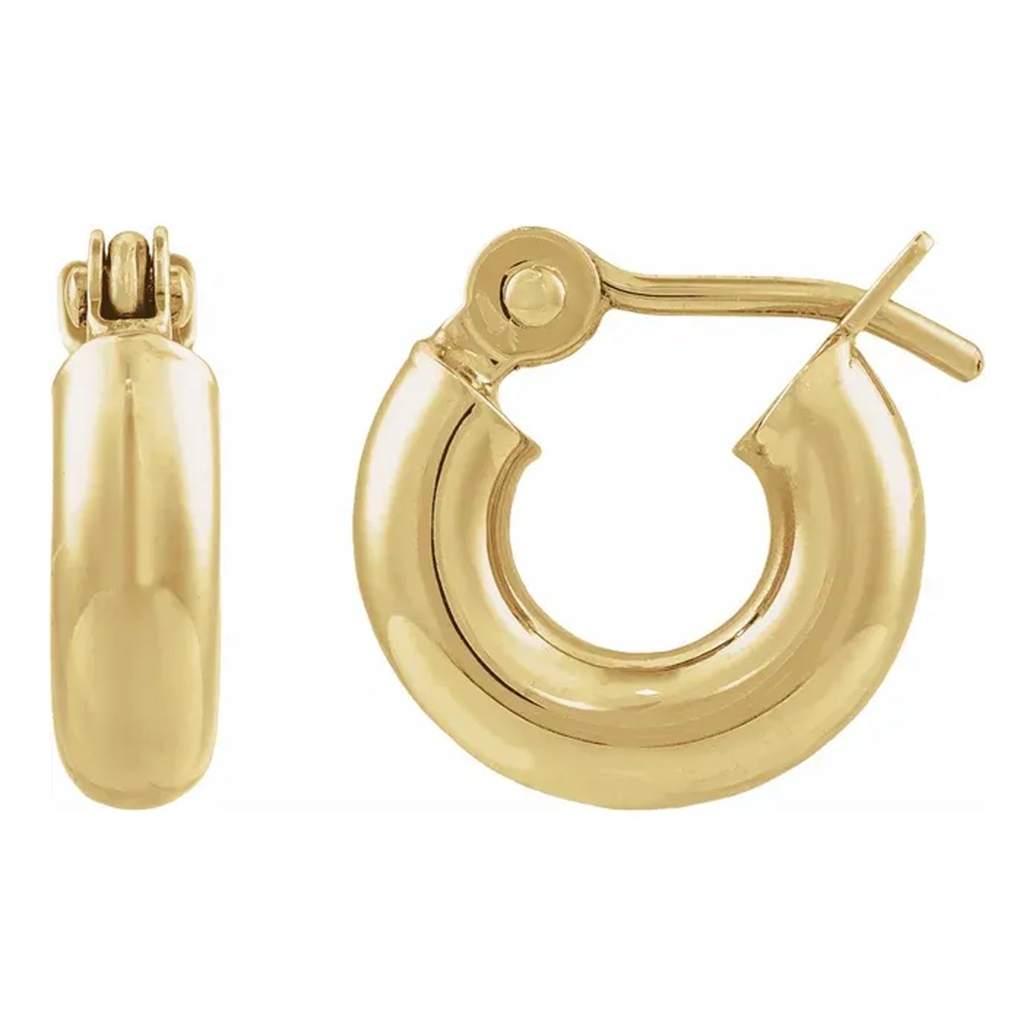 14K Yellow Gold Tube Hoop Earrings