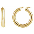 14K Gold Tube Hoop Earring