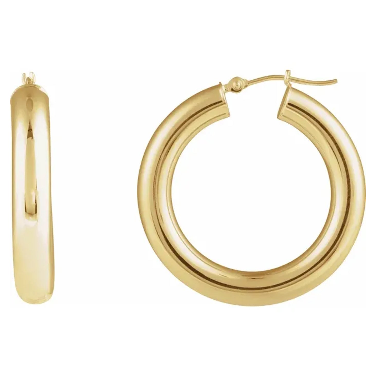 14K Gold Tube Hoop Earring