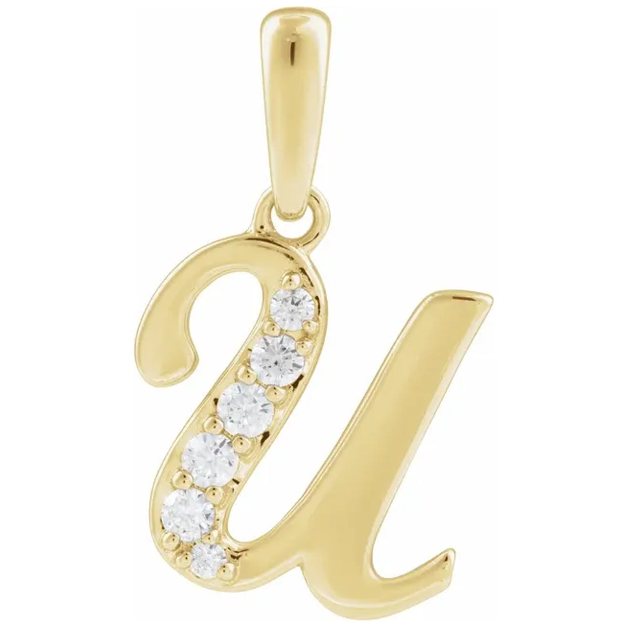 14K Gold Diamond Uppercase Initial Pendant Necklace