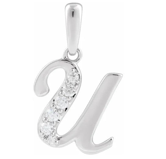 14K Gold Diamond Uppercase Initial Pendant Necklace