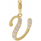 14K Gold Diamond Uppercase Initial Pendant Necklace