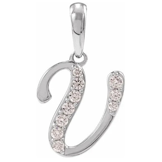 14K Gold Diamond Uppercase Initial Pendant Necklace