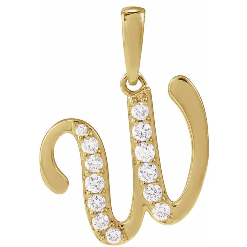 14K Gold Diamond Uppercase Initial Pendant Necklace