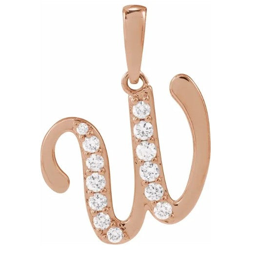 14K Gold Diamond Uppercase Initial Pendant Necklace