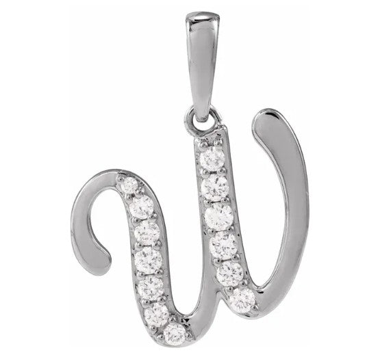 14K Gold Diamond Uppercase Initial Pendant Necklace
