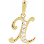 14K Gold Diamond Uppercase Initial Pendant Necklace