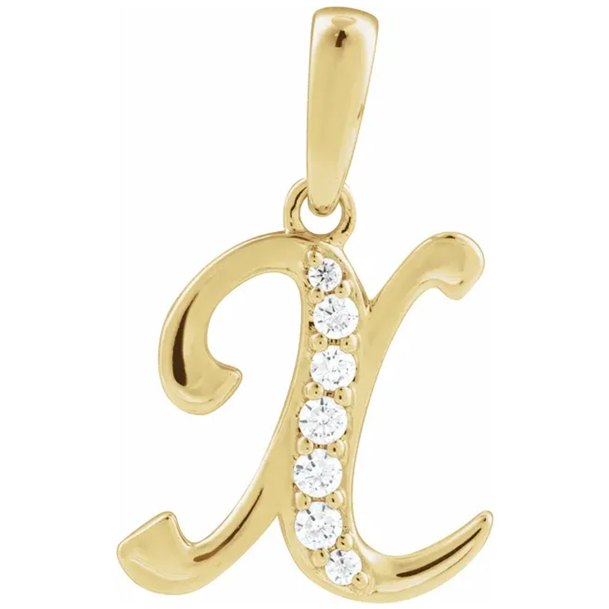 14K Gold Diamond Uppercase Initial Pendant Necklace