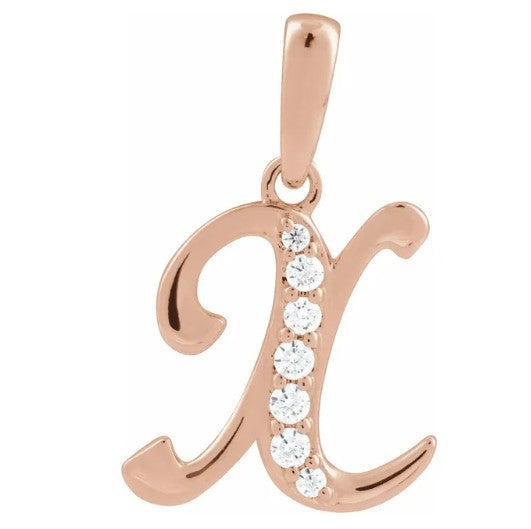 14K Gold Diamond Uppercase Initial Pendant Necklace