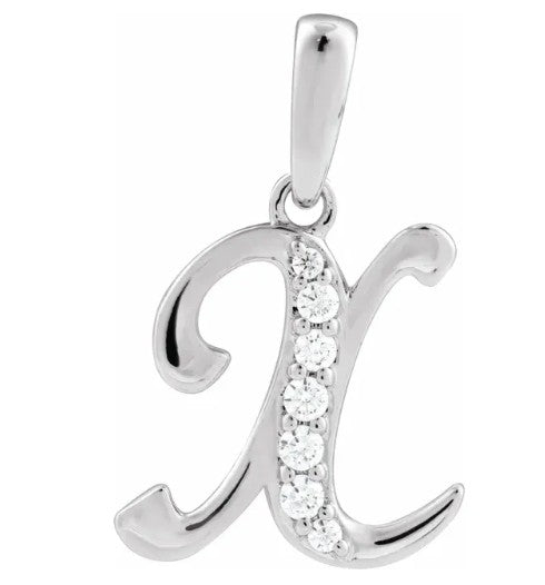 14K Gold Diamond Uppercase Initial Pendant Necklace