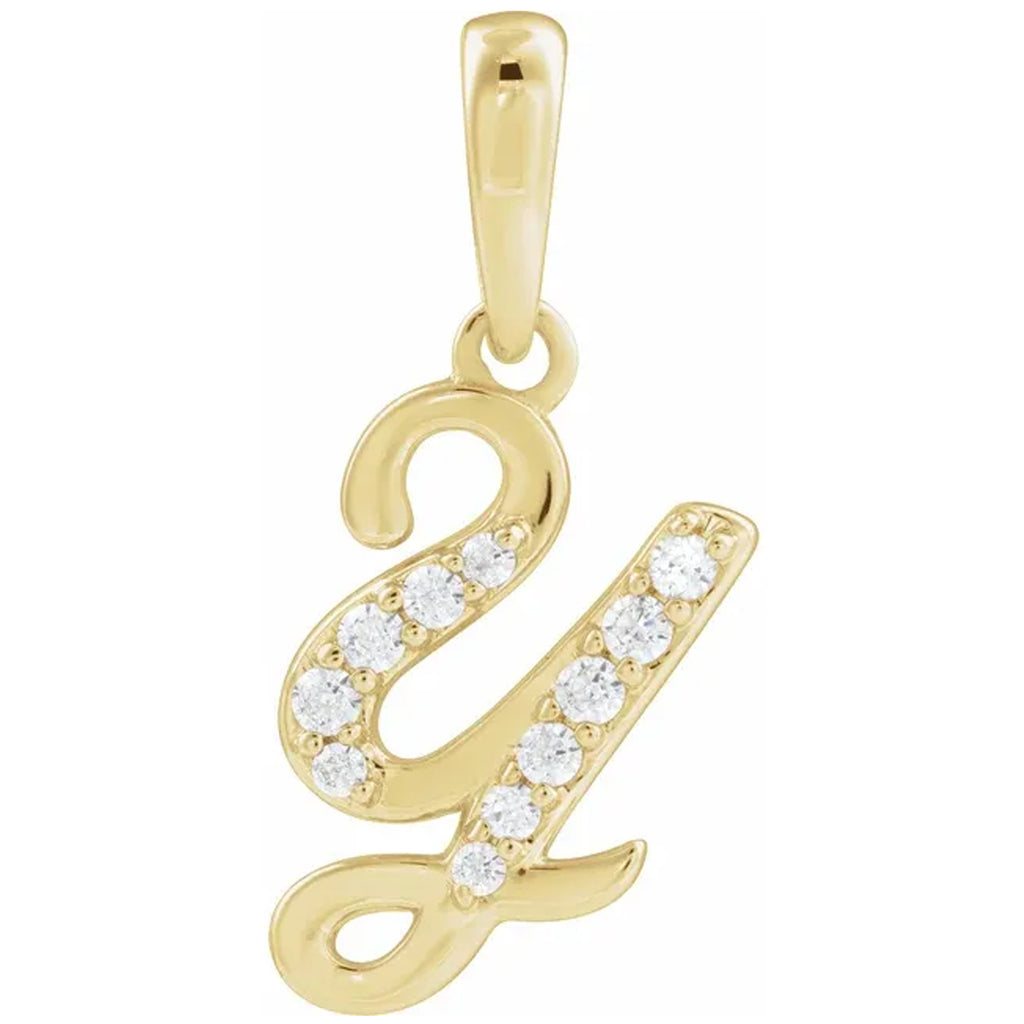 14K Gold Diamond Uppercase Initial Pendant Necklace