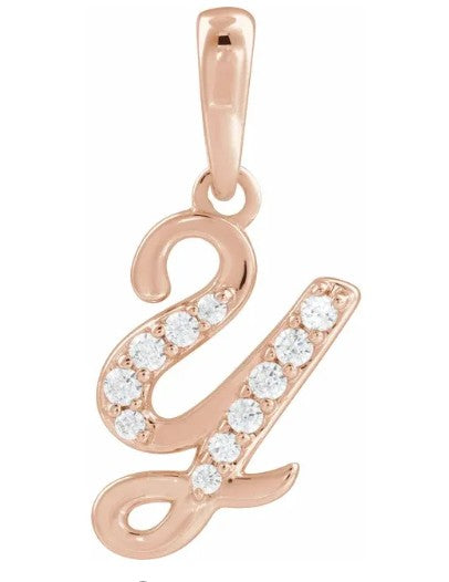 14K Gold Diamond Uppercase Initial Pendant Necklace
