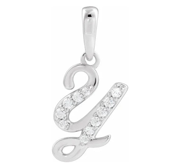 14K Gold Diamond Uppercase Initial Pendant Necklace