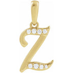 14K Gold Diamond Uppercase Initial Pendant Necklace