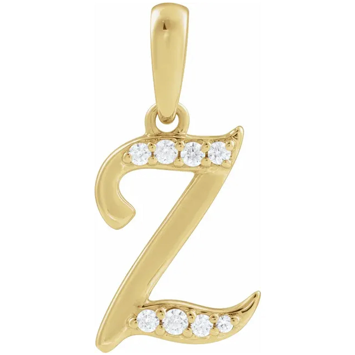 14K Gold Diamond Uppercase Initial Pendant Necklace