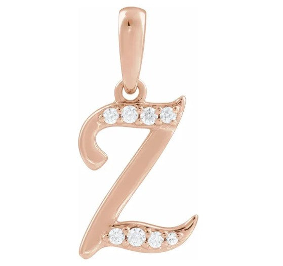 14K Gold Diamond Uppercase Initial Pendant Necklace